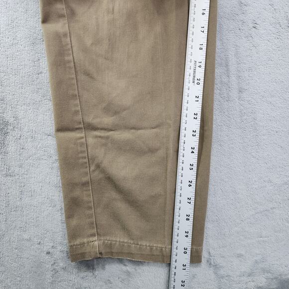Vintage 80s Cherokee Pants Womens 18 Tan Brown Pleated Tapered Bareback Preppy - Picture 9 of 11